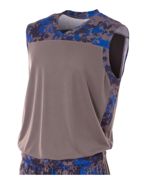 A4 Youth Camo Performance Muscle (NB2345), Color 'Royal Camo'